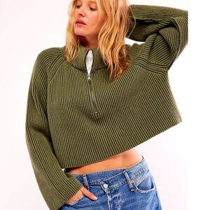 Free People Greta Half Zip Sweater, Cropped, Small (S/P), New-No tag